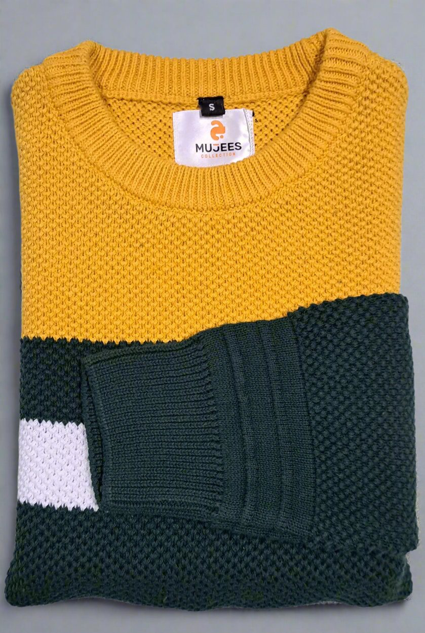 Sweater for men yellow, green and white colour sweater with premium design BKT.MS 11