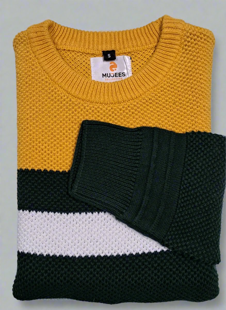 Sweater for men yellow, green and white colour sweater with premium design BKT.MS 11