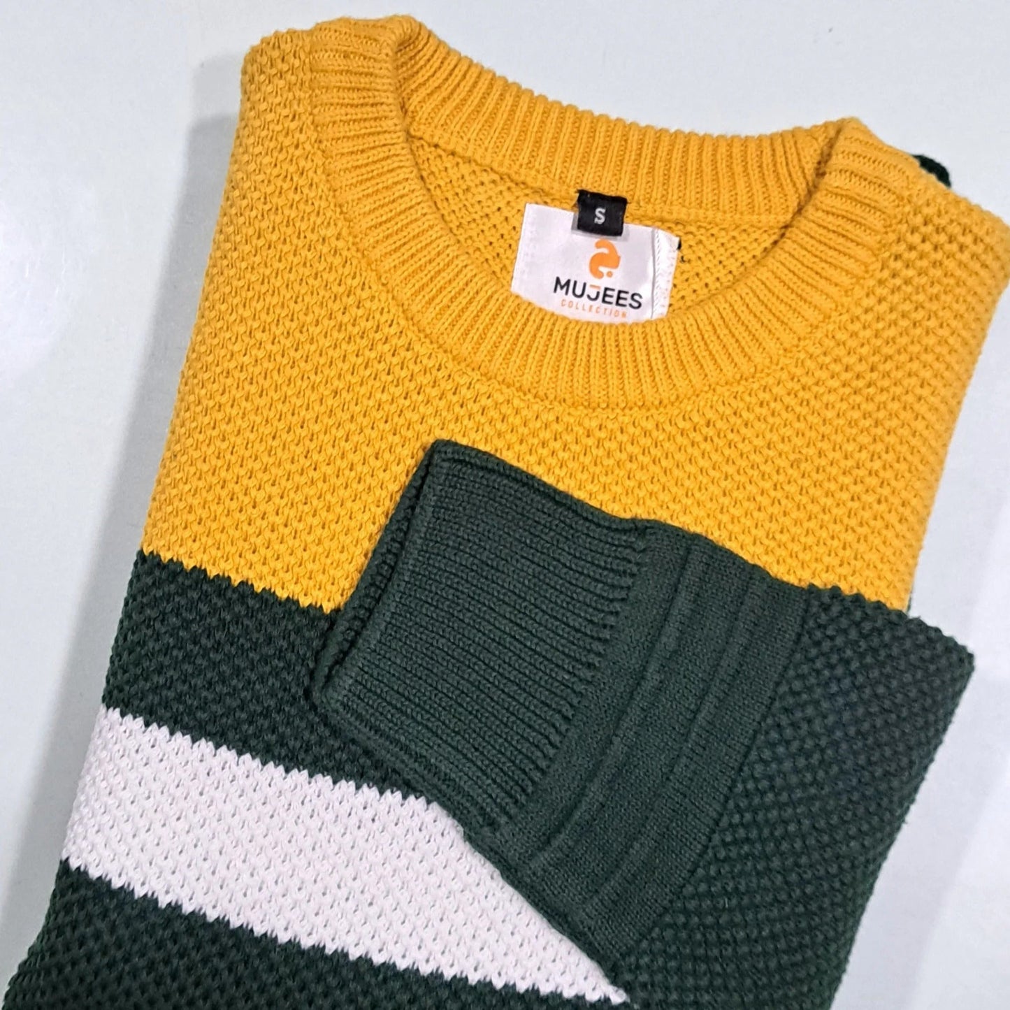 Sweater for men yellow, green and white colour sweater with premium design BKT.MS 11