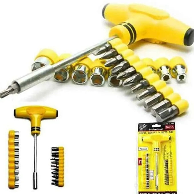 24-pc T Spanner Socket Set and Screwdriver Set